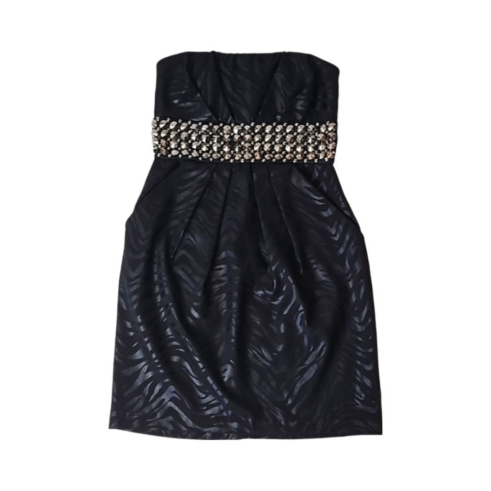 Party Dress Metallic Silver Studded Zebra Mini Going Out Party Dress, Size 3